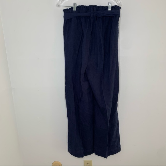 Mark & Spencer navy blue linen wide leg belted pant - Picture 6 of 11
